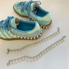 2 pcs Pears Shoes Charms for Sneakers, Shoelace Charms, Pearls Bowknot Decoration Charms Shoe Accessories (style-4)