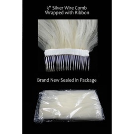 Bridal Veil Ivory 2 Tiers Fingertip Length Scallop Edge In Beads With Clear Drop