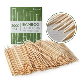 Premium Bamboo Toothpicks, 2000 Piece, (4 Packs of 500), Personal Hygiene, Disposable Cocktail Skewers, Appetizer Picks, Dental Picks, o1brand