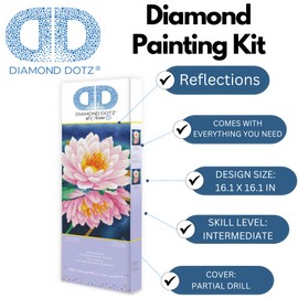 DIAMOND DOTZ ® at Home - Reflections, Full Drill, Round Dotz, Diamond Painting Kits Flowers, Diamond Art Kit for Adults, Diamond Art Kits for Adults, Diamond Art Flowers, 16"x16"