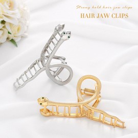 Yean Hair Claws Metal Claw Clip for Thick Hair Snake Hair Claws 4.7 Inch Gold Tone Clamp Hair Pins for Women (Green)