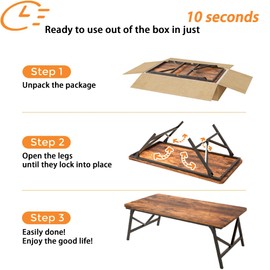 QUERNA Folding Coffee Table, No Assembly Low Coffee Table, Floor Table Desk for Sitting on The Floor, Portable Floor Table for Living Room, Home, Caravan and Outdoor use, 31.5L‘ x 15.8W’ x 15.8H’