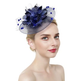 JINTN Fascinator Flower Mesh Ribbons Feathers Bridal Headpiece Hair Clip Hat Hair Jewellery Tea Party Wedding Church Headwear for Women -