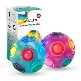 Vdealen Magic Rainbow Puzzle Ball- Fidget Ball Puzzle Game- Brain Teaser Toy for Boys & Girls Age 3 and Up- Birthday Party Christmas Easter Gift Stocking Stuffers Toy for Kids Teens Adults- 2 Pack