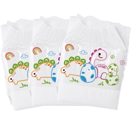 CutiePlusU Adult Diaper 3 Pieces Adult Diapers Sample Maximum Overnight Absorbency- Baby Dinosaur (Large 37"-47")
