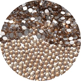 NCB 2000pcs Flatback Round Glass Nail Art Rhinestones Crystal for DIY Making Accessories Shoes, Clothes, Face Art, Bags, Manicure (Champagne, SS8 2000pcs)