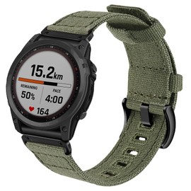 Abanen Heavy Duty Cotton Soft Canvas Watch Band for Garmin Fenix 8 / epix Pro (47mm), Quick Fit 22mm Outdoor Sports Strap for instinct 3 45mm, Fenix 7/6/5 (Green)
