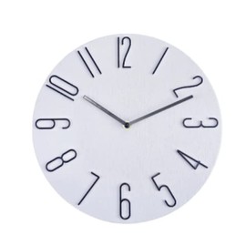 Radio Wave Wall Clock, Nordic, Stylish, No Noise, 3D Dimensional Numbers, Wall Clock, Interior Western Style, Quiet, Easy to See, 3D Numerals, Diameter 11.8 inches (30 cm), Radio Wave, Antique, Vintage, Retro, Scandinavian Style (White)