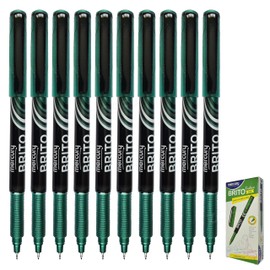 MERCURY Brito Fineliner Pens, GREEN, Ultra Fine Point (0.3mm), Pack of 10, Precision Lines, Ideal for Write Draw Sketch Colour Draft Mark
