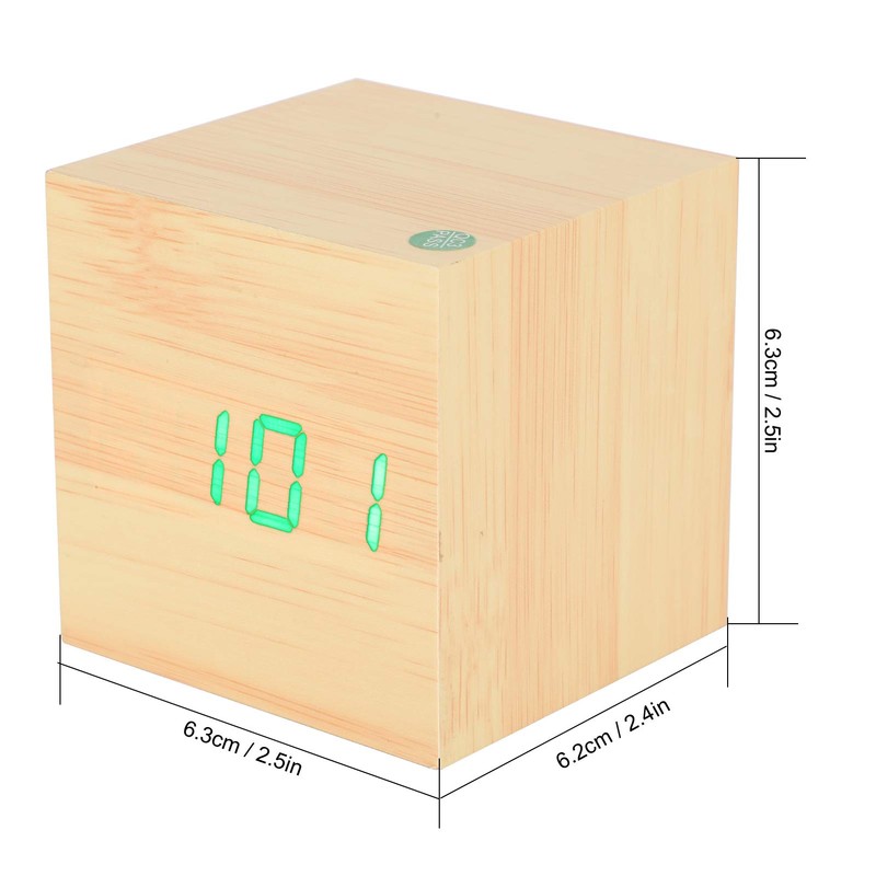 Hapivida Digital Alarm Clock Wood Effect Smart Table Alarm Clock