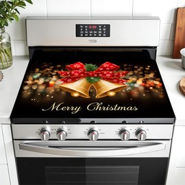 AOHMPT Multi-Design Stove Top Cover for Glass/Electric Stoves - 3-in-1 Heat-Resistant Protector Mat,Christmas theme Non-Slip Drying Rack 28"x20"