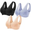 3Pack Everyday Cotton Snap Lace Bras - Women's Front Close