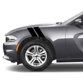 4 Inch Fender Hash Bar Vinyl Racing Stripes, Fits Dodge Charger, Both Sides, Black Matte