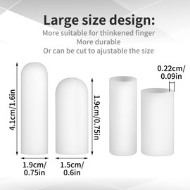 Piriuuo 14 Pcs Silicone Finger Protectors, Waterproof Finger Protectors Gel Finger Cots Finger Sleeves Finger Stall Finger Covers for Finger Cracking, Blisters, Eczema, Arthritis (2 Size, White)