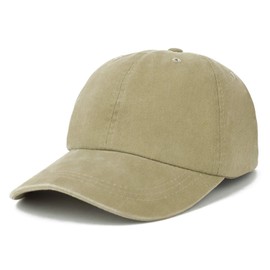 Trendy Apparel Shop Oversize XXL Pigment Dyed Washed Cotton Baseball Cap, Khaki, XX-Large