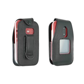 caseroxx Leather-Case with belt clip compatible with Doro 2880/2881 made from genuine leather, Pouch with belt clip and viewing window in black