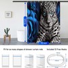 NBVKO 4PCS Blue Rose and Leopard Shower Curtain Set with