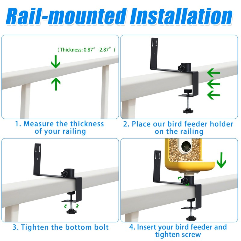 Metal Mount for Bird Buddy Smart Feeder, Wall and Railing