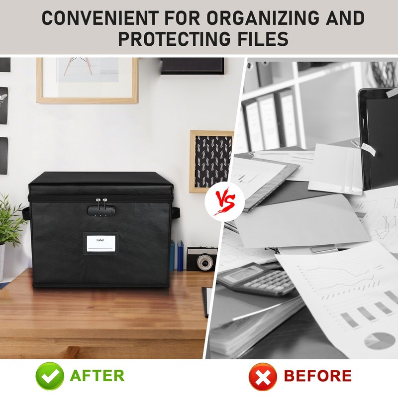 File Box Fireproof Document Box with Lock, Document Safe File