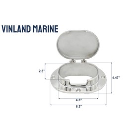 Vinland Marine Oval Hinged Deck Pipe 0.5" x 1.5" Opening for Anchor Chain and Rope, cast 316 Stainless Steel, Deck Install Ocean Pipe Hinge, Anchor Chains for Boats, Stainless Steel Chain Hardware