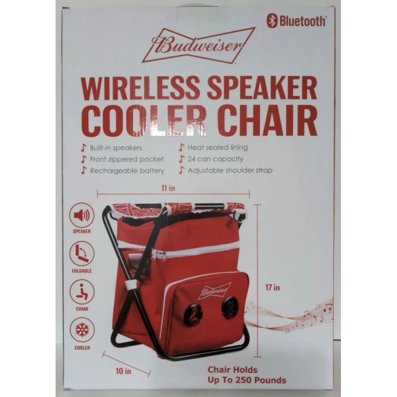 Anheuser-Busch BUDWEISER Red Chair Cooler With Built in Bluetooth Speaker