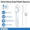 100 Count Clear Plastic Spoons Disposable Heavy Duty Cutlery Set