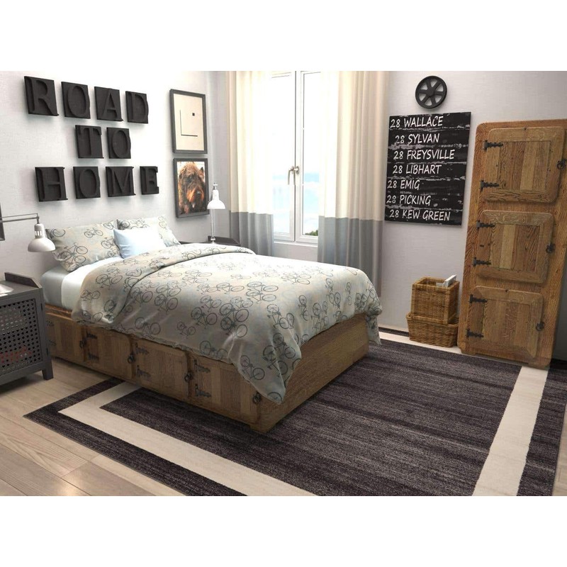 Unique Loom Del Mar Collection Contemporary Transitional Black Square Rug