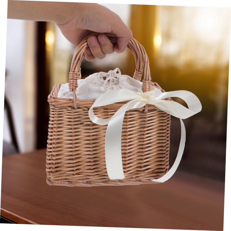 iplusmile 1Pc Woven Flower Basket Rattan Decorative Storage Container with