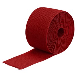 sourcing map Twill Wide Elastic Band Double-Side 75mm(3 inch) Flat 4 Yard Woven Elastic Band Knit Elastic Spool Heavy Stretch Strap Red for Sewing, Waistband