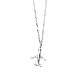 IzuBizu London Womens 925 Sterling Silver Aviation Airplane Necklace WhiteDiamond Plane Pendant Birthday Anniversary Mother's Day