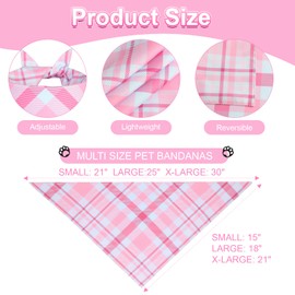QUQULE Dog Bandana Girl XLarge 2PCS, Pink Blue Spring Scarf, Durable Triangle Reversible Bibs Handkerchief for Puppy Pet