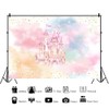 Canessioa Princess Castle Backdrop Colorful Clouds Pastel Castle Fantasy Fairy