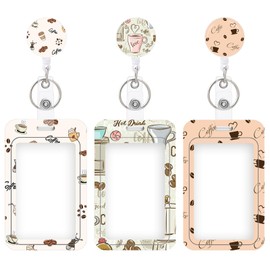 3 Set Heavy Duty Badge Holder with Retractable Reel,ID Badge Holder Key Card Work Badge Clip for Nurse Teacher Student Office Women Men (Coffee)