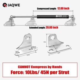 IAQWE 20 Inch 10Lb/45N Gas Struts Spring Shocks with L-Type Mount Brackets for Tool Box Cabinet Trap Door Floor Hatch Lid Truck Canopy Cover Trailer TV Cabinet Canopy Cover Lid Door Shed Window 2pcs