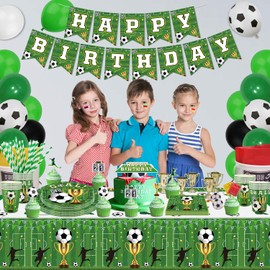 123 Pack Soccer Party Decorations Soccer Birthday Party Supplies Set Soccer Theme Supplies Sport Themed Birthday Party Supplies Include Plates Napkins Birthday Banner Party Tablecloth Serves 40