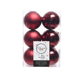12 Christmas Tree Baubles, 60 mm Plastic Christmas Decoration Baubles