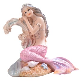 Rayberro Mermaid Figurines,Resin Mediterranean Princess Ornaments Home Desk Bookshelf Mermaid Angel Girl Decor Frame Gifts Crafts Decoration Collectible Figurines Ocean (Mermaid Meditation)