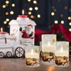 Wondise Santa Claus Glass Flameless Candles Remote and Timer, Battery