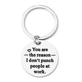 Funny Keychain Gifts for Friend Coworker Leaving Gifts for Men Women Boss Appreciation Gifts for Employee Going Away Gifts for Manager You Are The Reason I Don't Punch People At Work Keychain