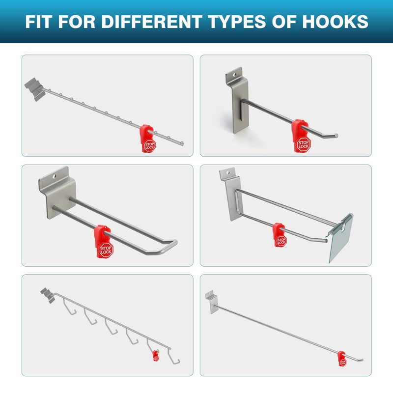 IRONWALLS 100PCS Peg Hook Locks Stop Locks, 6mm Plastic Stop