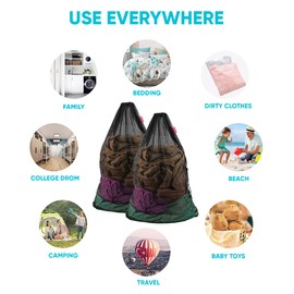 Mesh Laundry Bag with Drawstring Closure – Heavy-Duty Yet Lightweight – Extra Large 24”x36” Size – Travel Friendly – for Travel Camp Home College Dorm Dirty Cloth – 3Pcs (Black, Grey, White)