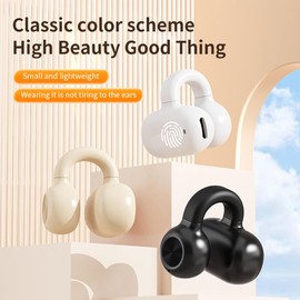 ZHFFTM Single Non in Ear Wireless Headphones, Lightweight Earclip Bluetooth Headsets, Touch Control Business Sports Earphones with Microphone (White)