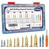 310PCS Self Drilling Drywall Anchors with Screws Kit,5-Sizes Metal Expansion