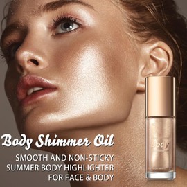 MAEPEOR Body Luminizer 5 Colors Smooth Subtle Shimmer Body Illuminator Moisturizing Long Lasting Summer Glow Illuminator For Face & Body (40ML, 02 Rose Gold)