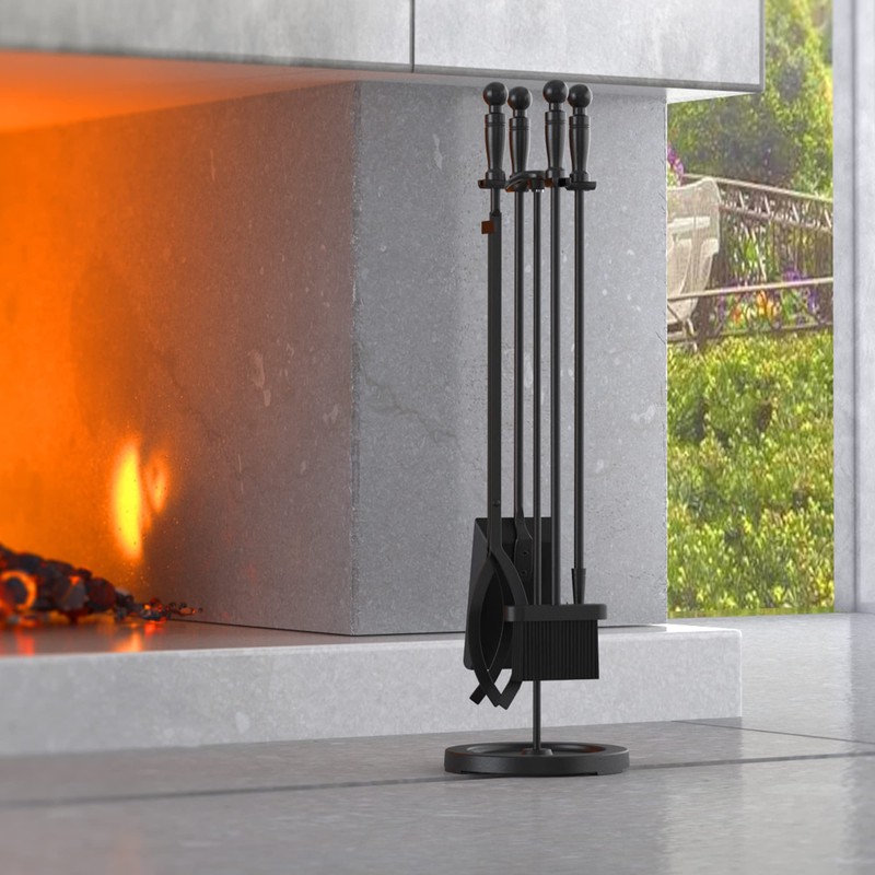 Fire Beauty Fireplace Tools Set 5 Pieces Wrought Iron Fire