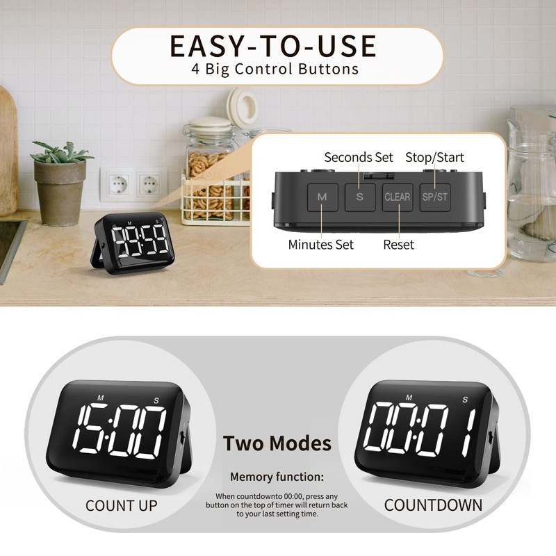 NOKLEAD Digital Kitchen Cooking Timer - Magnetic Countdown Count Up