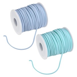 M METERXITY 2-Pack Faux Suede Leather Cord, 50 Yards 2.6mm Flat Suede Leather Lace, Faux Leather Cord, Suede Cord for Jewelry Making/Bracelets [Fresh Blue, Sky Blue]
