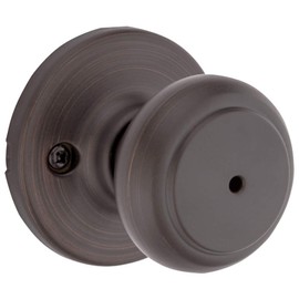 Kwikset Cove Interior Privacy Door Knob with Lock, Door Handle For Bathroom and Bedroom, Venetian Bronze Keyless Turn Lock Doorknob