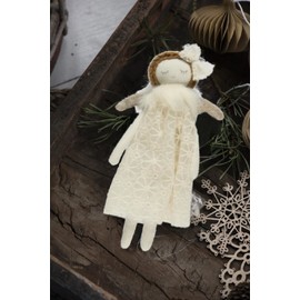 ukiyo Exclusive Fabric Decorative Angel 23 cm Various Designs Christmas Decoration Gift Christmas Decoration Colour: Cream Variant: C Dress Flowers