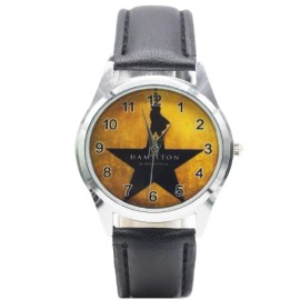 Unbranded  Broadway's Hit Musical Hamilton Gold Backing Leather Band Wrist Watch